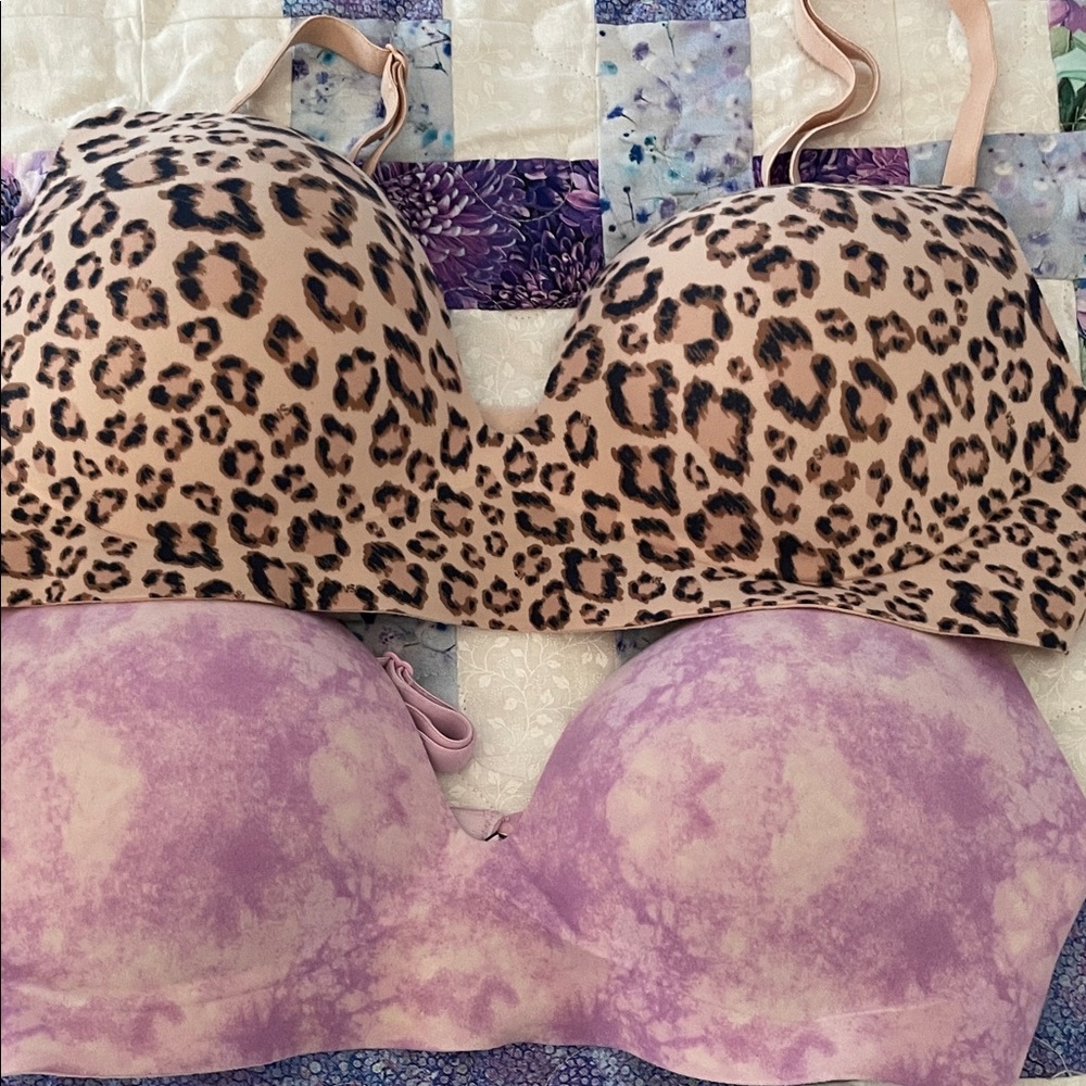 Victoria's Secret Leopard and Purple Tie-Dye Bras